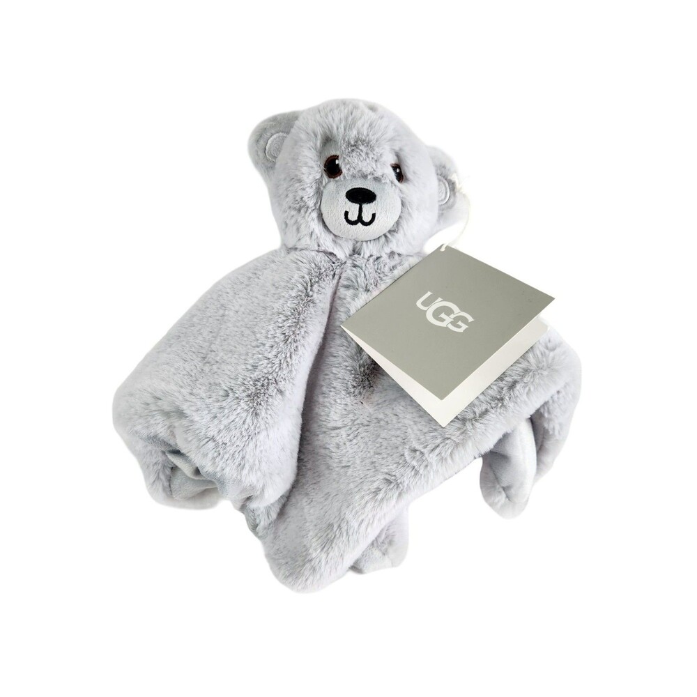 UGG Dawson Lovey Plush Bear Security Blanket Glacier Gray Baby Toy 14x14 NWT